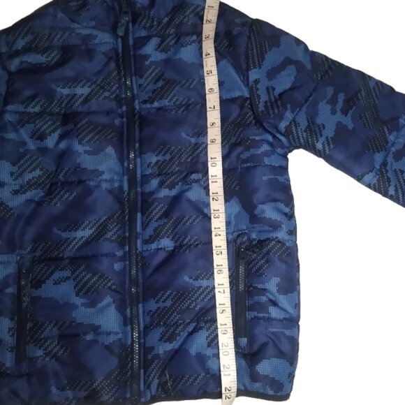 Roebuck & Co, Hooded Puffer Jacket, SIZE: M/M 10/12, blue + black - Picture 8 of 11